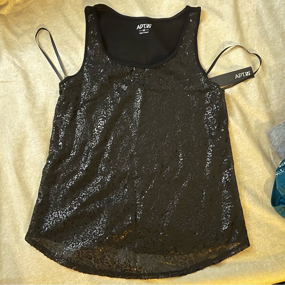 Black sequined tank